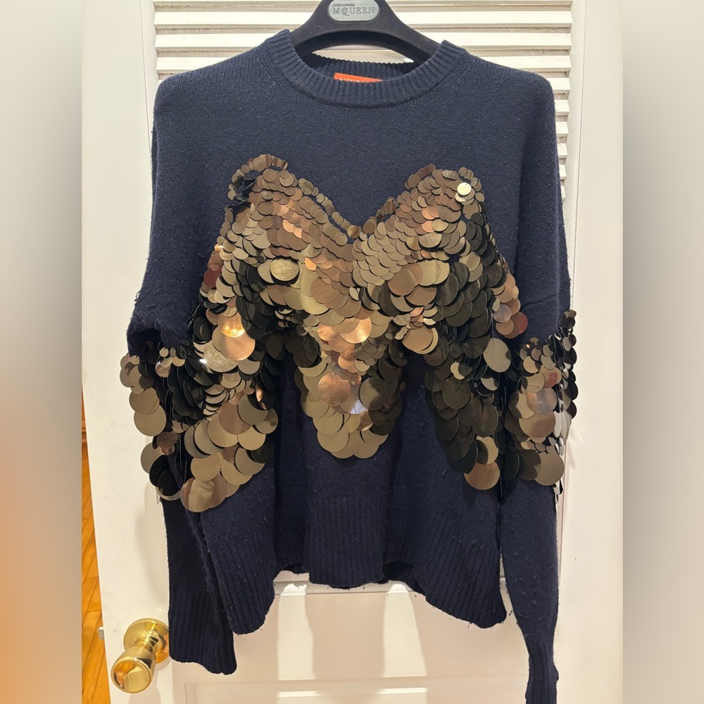 Altuzarra Sequined Embellished Sweater Navy Size S